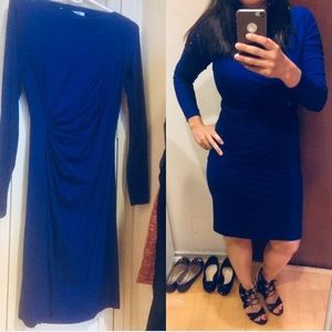DVF royal blue dress with side ruching